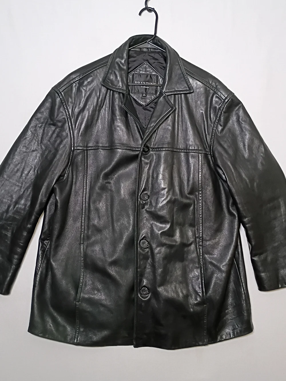 Brandini Le Collezioni Mens Black Leather Insulated Car Coat XL